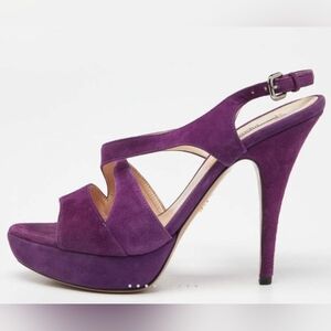Prada Purple Suede Ankle Strap Platform Sandals Womens Sz 8/38 Stiletto 5" Heel